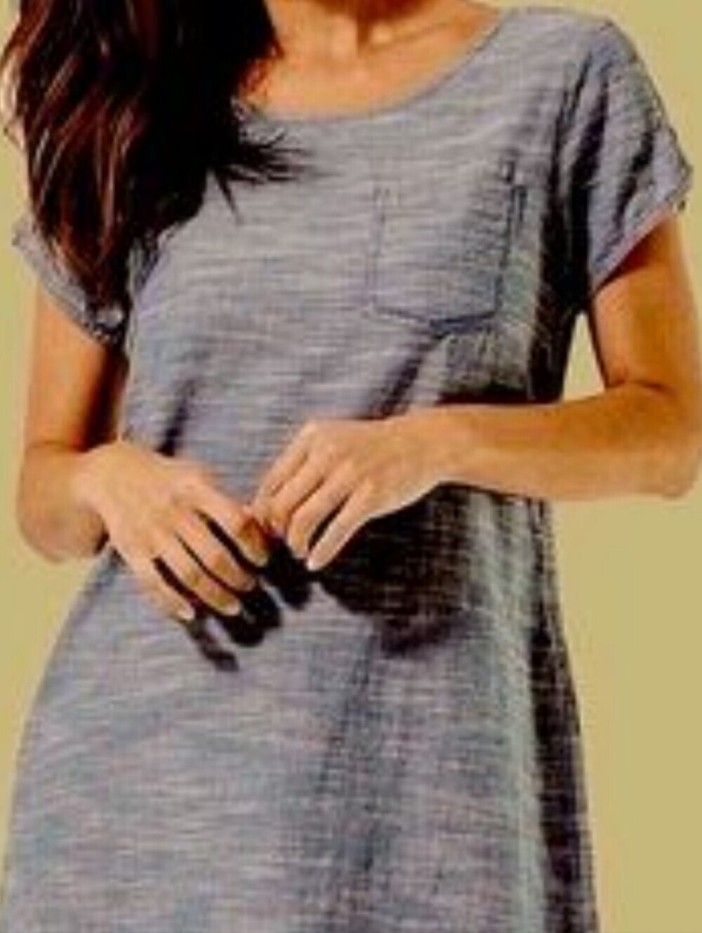 Pact Organic Cotton Shift Dress Women Large Blue Heathered Short Sleeve Pocket